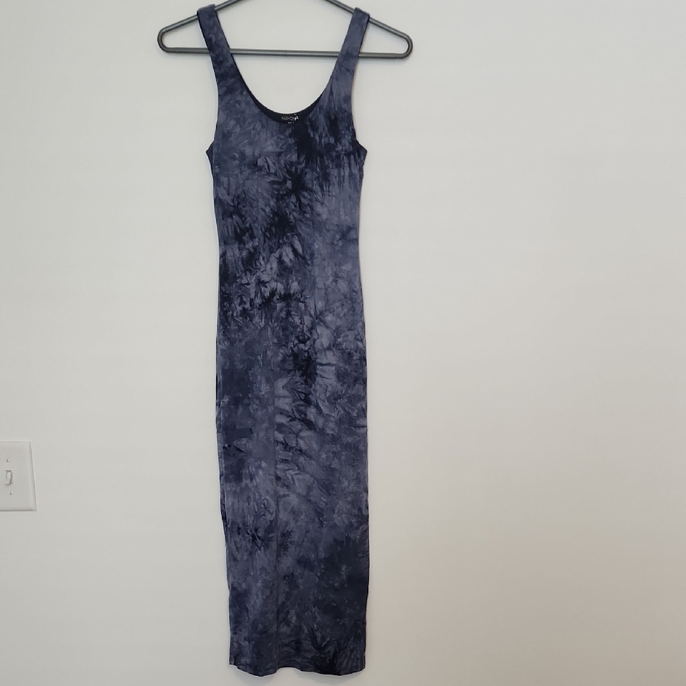 Fashion Nova Blue Scoop Neck Sleeveless Bodycon Maxi